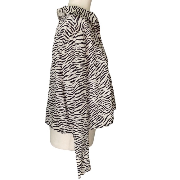 Zara Zebra Oversized Cropped Button Down Blouse - M - Picture 4 of 11